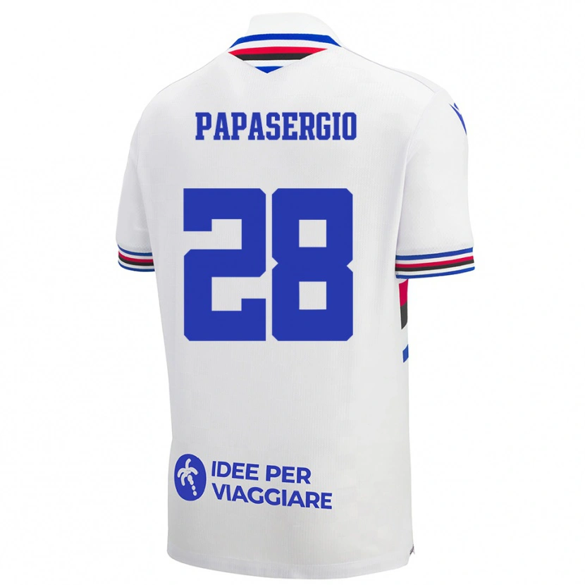 Danxen Women Alessio Papasergio #28 White Blue Red Away Jersey 2025/26 T-Shirt