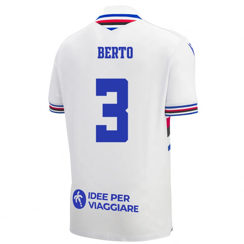 Danxen Women Nicolò Berto #3 White Blue Red Away Jersey 2025/26 T-Shirt