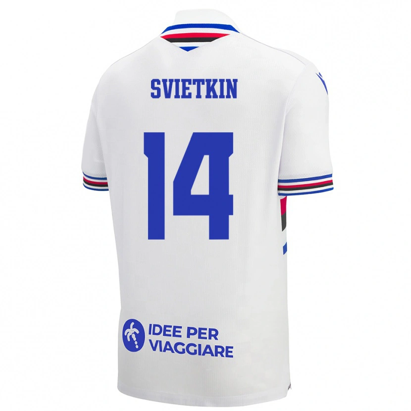 Danxen Women Tomas Svietkin #14 White Blue Red Away Jersey 2025/26 T-Shirt