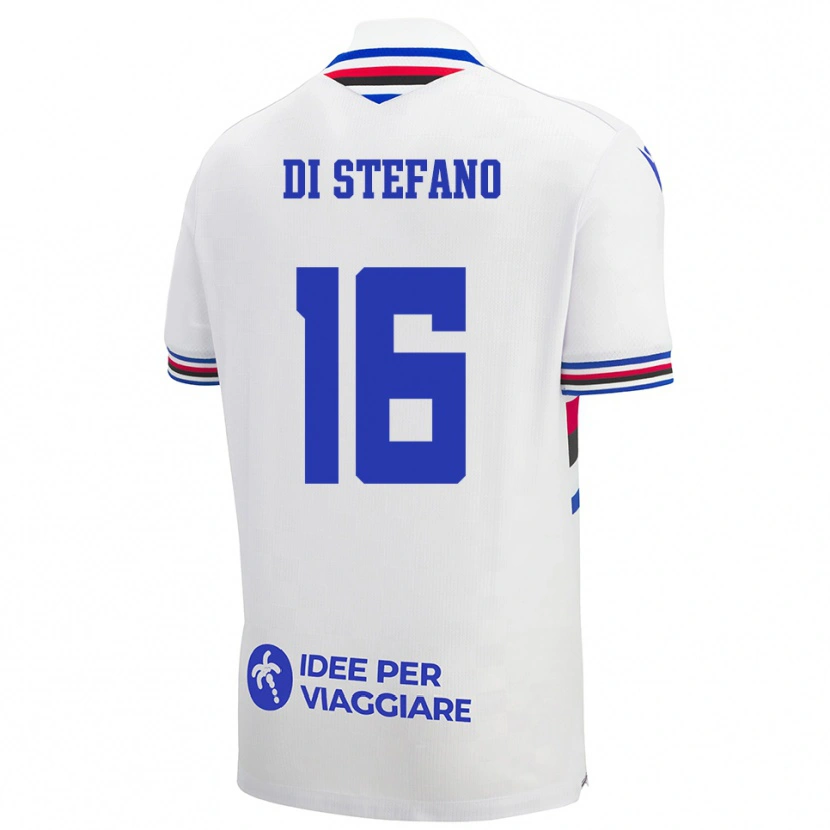 Danxen Women Lorenzo Di Stefano #16 White Blue Red Away Jersey 2025/26 T-Shirt