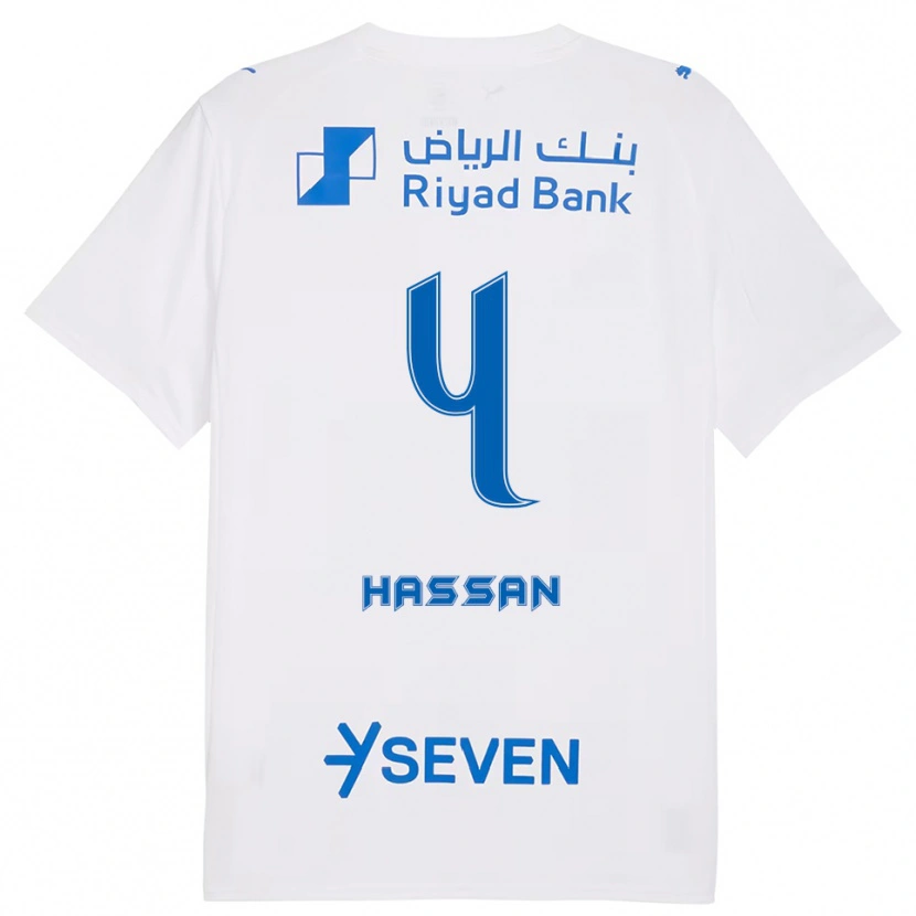 Danxen Women Eman Hassan #4 White Blue Away Jersey 2025/26 T-Shirt
