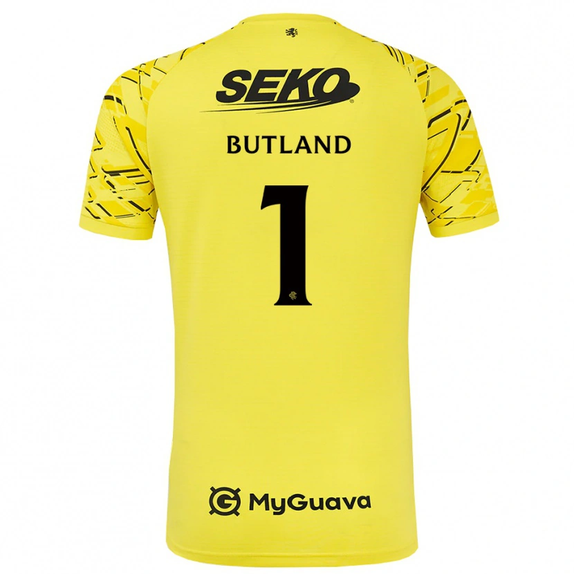 Danxen Kid Jack Butland #1 Yellow Black Goalkeeper Jersey 2025/26 T-Shirt