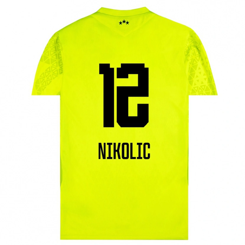 Danxen Kid Uros Nikolic #12 Yellow Green Black Goalkeeper Jersey 2025/26 T-Shirt