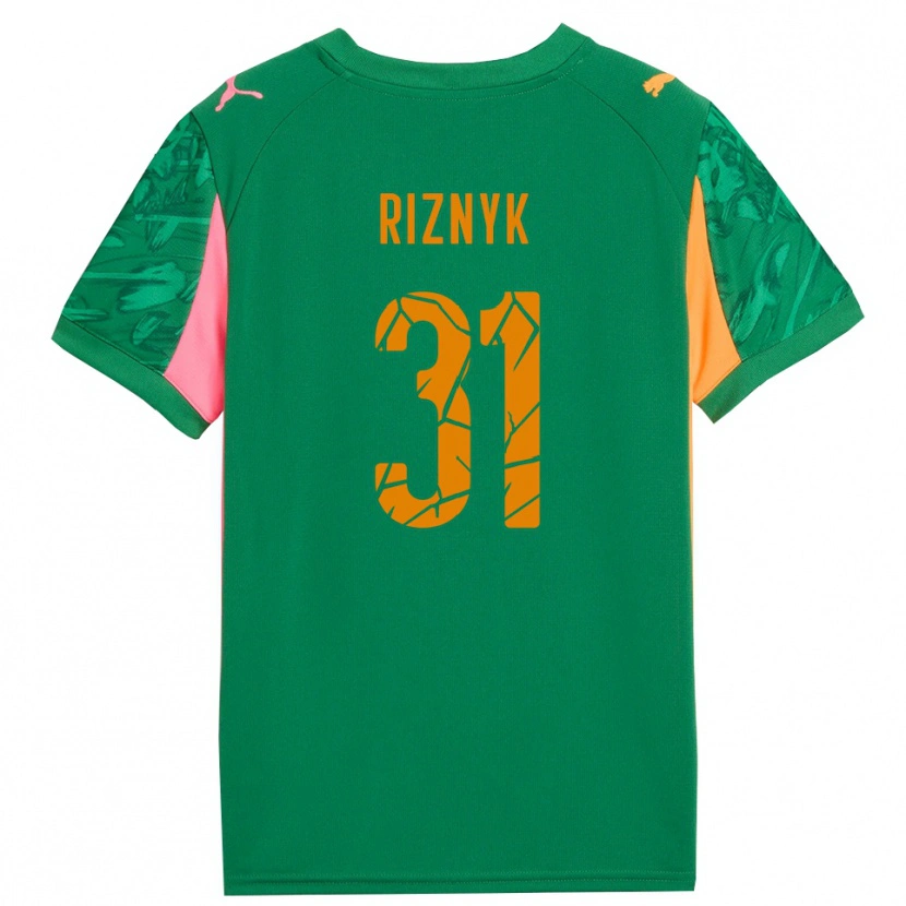 Danxen Kid Dmytro Riznyk #31 Green Orange Pink Goalkeeper Jersey 2025/26 T-Shirt