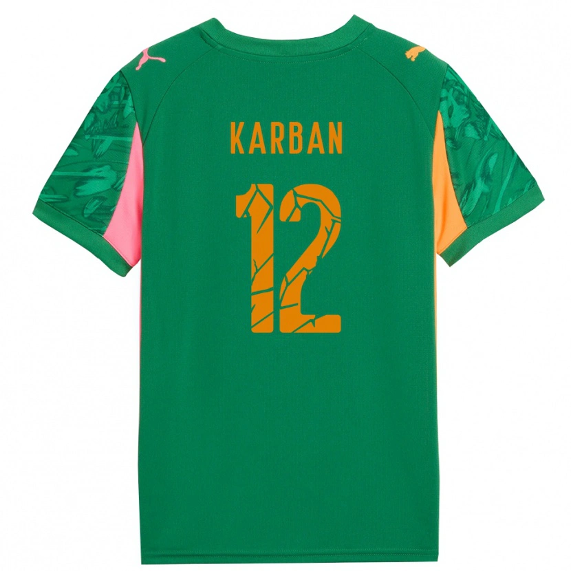 Danxen Kid Yevheniia Karban #12 Green Orange Pink Goalkeeper Jersey 2025/26 T-Shirt