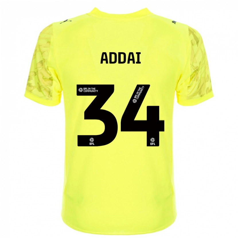 Danxen Kid Corey Addai #34 Yellow Black Goalkeeper Jersey 2025/26 T-Shirt