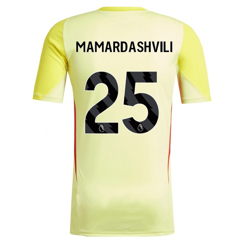 Danxen Kid Giorgi Mamardashvili #25 Yellow Red Goalkeeper Jersey 2025/26 T-Shirt