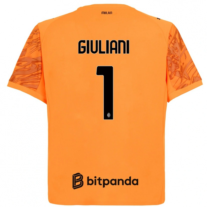 Danxen Kid Laura Giuliani #1 Orange Yellow Black Goalkeeper Jersey 2025/26 T-Shirt