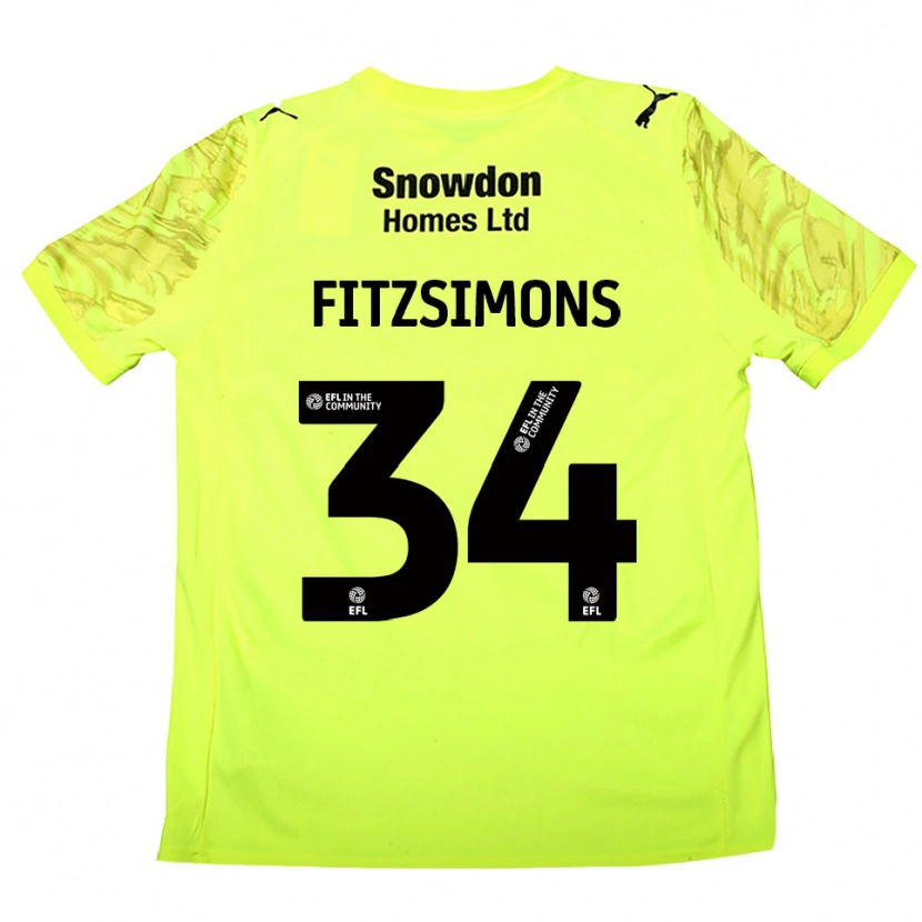 Danxen Kid Ross Fitzsimons #34 Fluorescent Green Goalkeeper Jersey 2025/26 T-Shirt