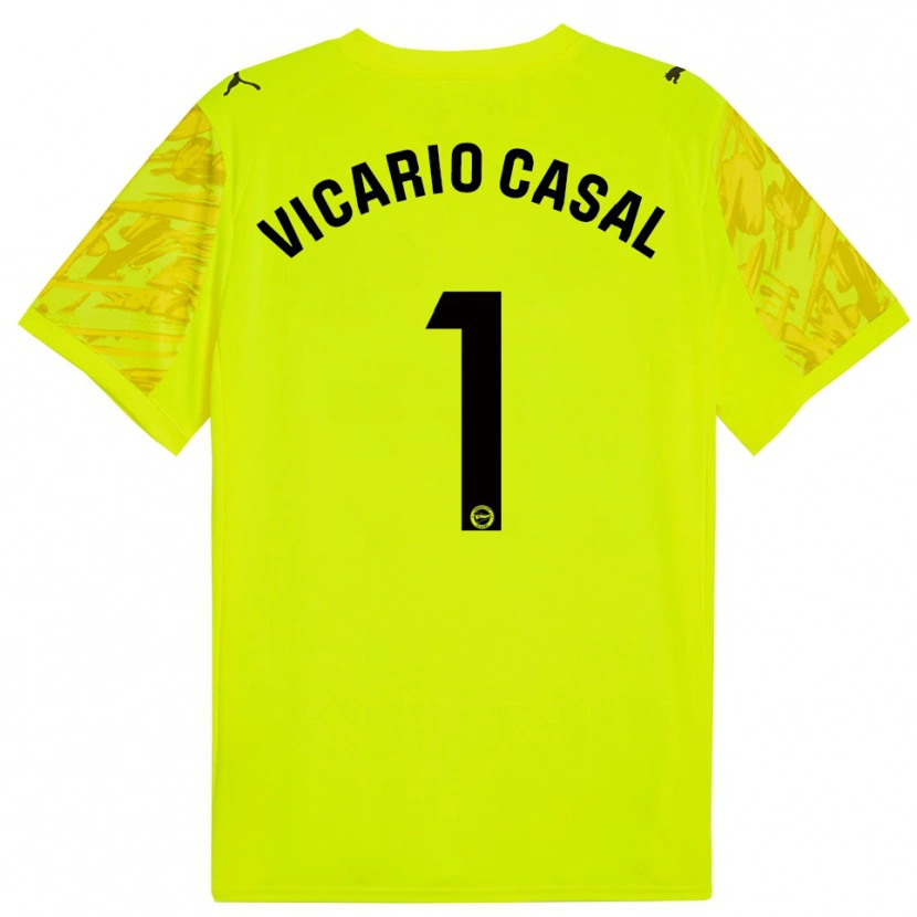 Danxen Kid Jimena Vicario Casal #1 Yellow Black Goalkeeper Jersey 2025/26 T-Shirt