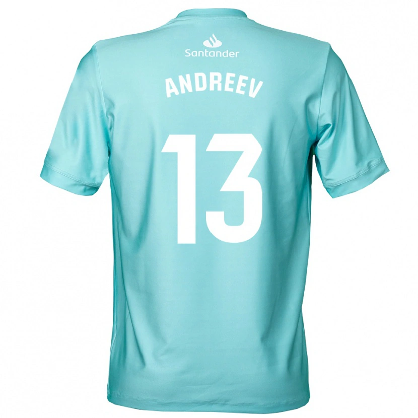 Danxen Kid Plamen Andreev #13 Light Cyan White Goalkeeper Jersey 2025/26 T-Shirt
