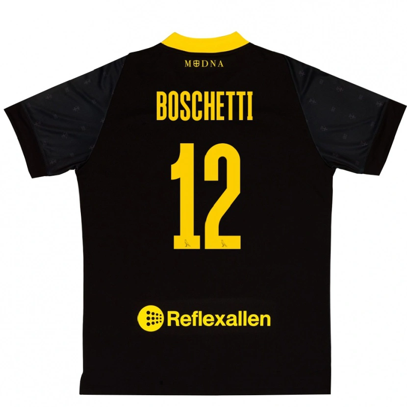 Danxen Kid Matteo Boschetti #12 Black Yellow Goalkeeper Jersey 2025/26 T-Shirt