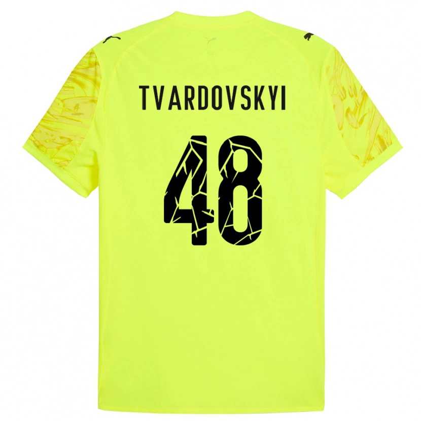 Danxen Kid Denys Tvardovskyi #48 Green Yellow Goalkeeper Jersey 2025/26 T-Shirt