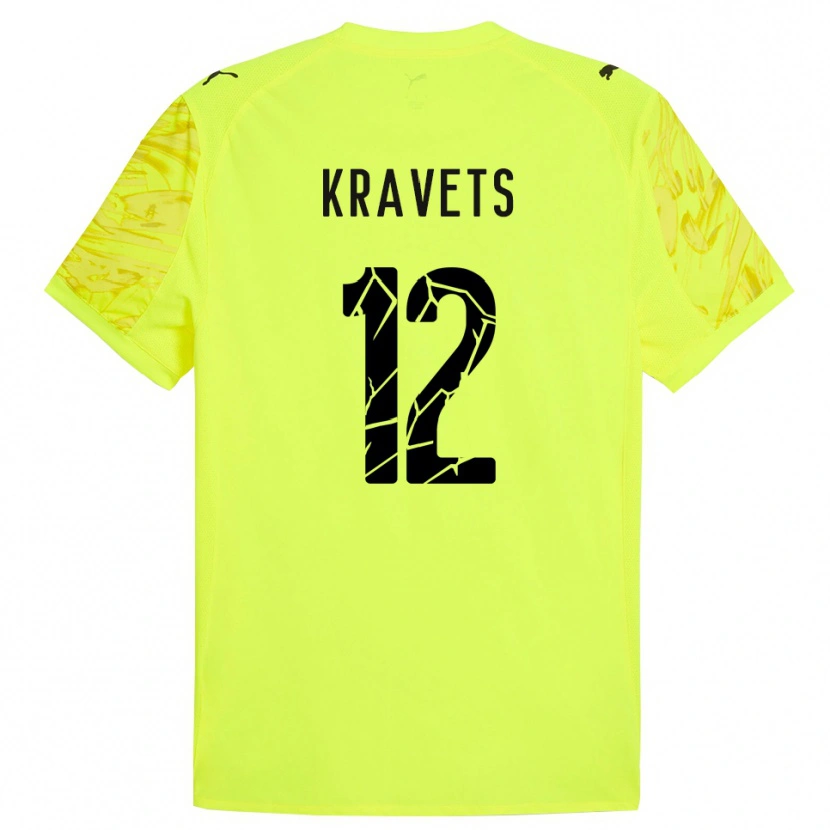 Danxen Kid Vladyslav Kravets #12 Green Yellow Goalkeeper Jersey 2025/26 T-Shirt