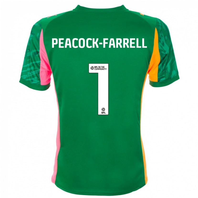 Danxen Men Bailey Peacock-Farrell #1 Green Orange Goalkeeper Jersey 2025/26 T-Shirt