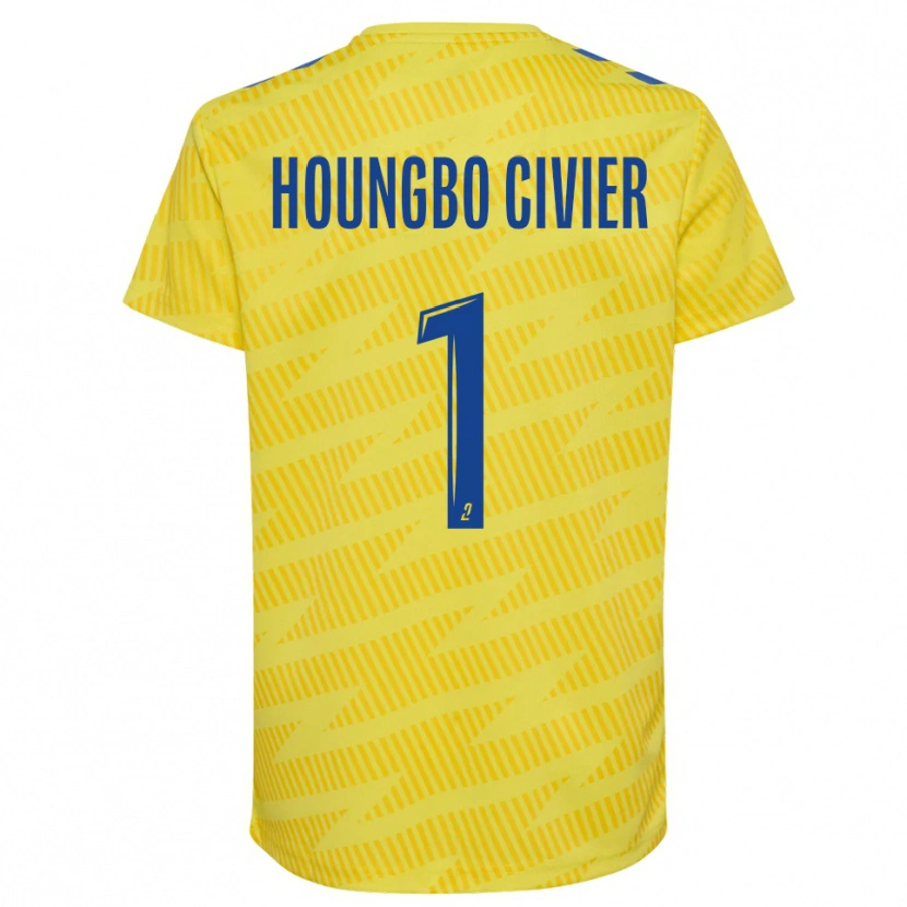 Danxen Men Matéo Houngbo Civier #1 Yellow Blue Goalkeeper Jersey 2025/26 T-Shirt