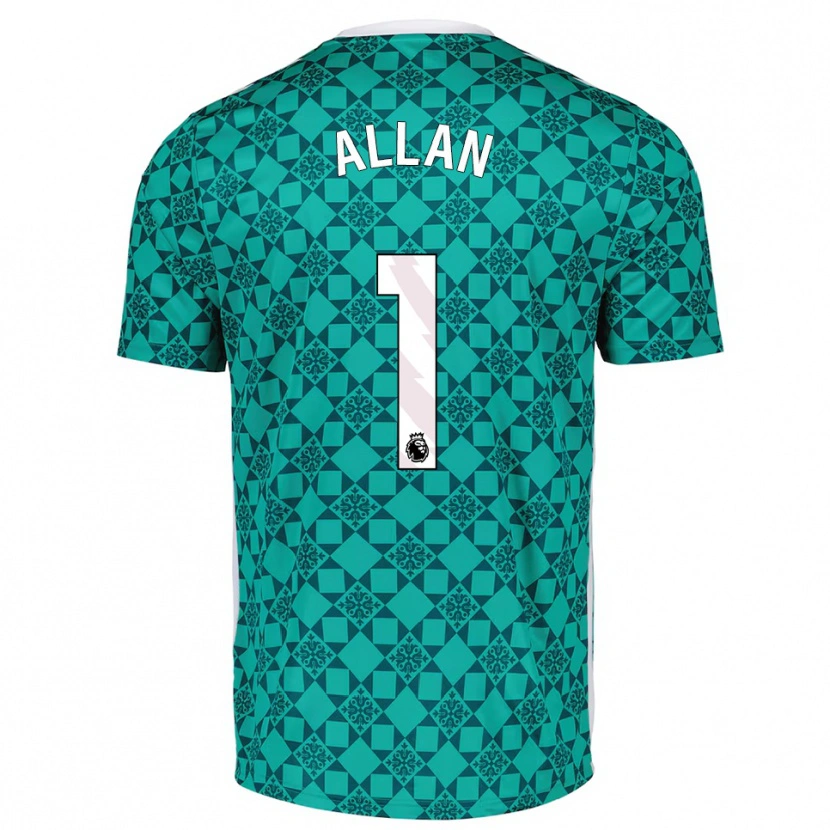 Danxen Men Isaac Allan #1 Green White Goalkeeper Jersey 2025/26 T-Shirt