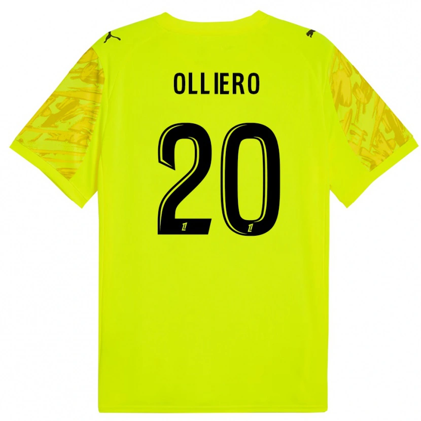 Danxen Men Alexandre Olliero #20 Fluorescent Green Yellow Goalkeeper Jersey 2025/26 T-Shirt