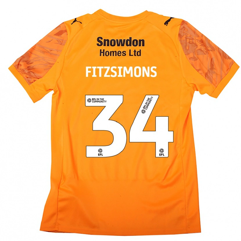 Danxen Men Ross Fitzsimons #34 Orange Black Goalkeeper Jersey 2025/26 T-Shirt