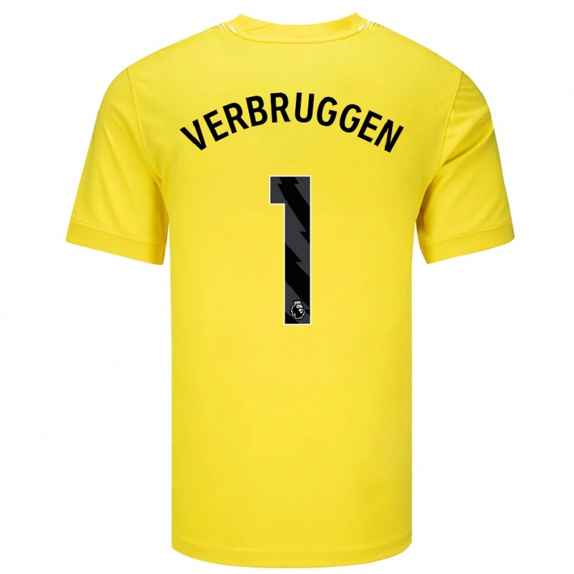Danxen Men Bart Verbruggen #1 Yellow Black Goalkeeper Jersey 2025/26 T-Shirt