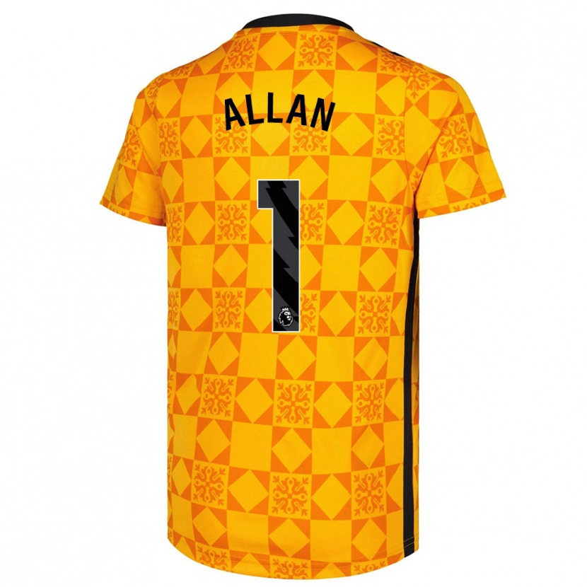 Danxen Men Isaac Allan #1 Yellow Black Goalkeeper Jersey 2025/26 T-Shirt
