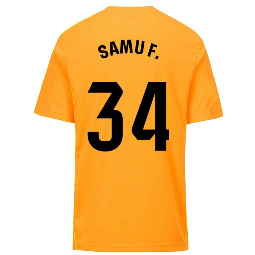 Danxen Men Samu Fernández #34 Orange Black Goalkeeper Jersey 2025/26 T-Shirt