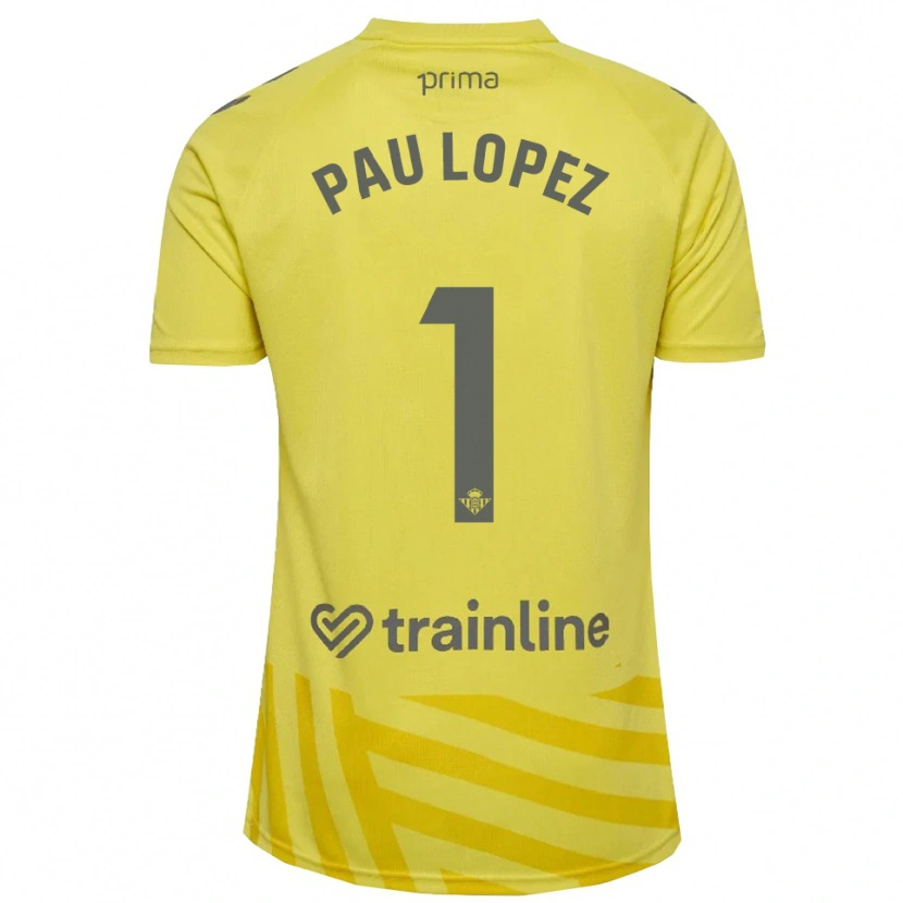 Danxen Women Pau López #1 Yellow Gray Goalkeeper Jersey 2025/26 T-Shirt