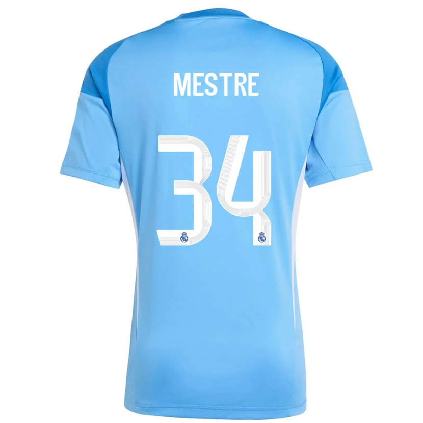 Danxen Women Sergio Mestre #34 Sky Blue White Goalkeeper Jersey 2025/26 T-Shirt