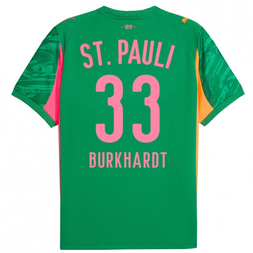 Danxen Women Jannik Burkhardt #33 Green Orange Pink Goalkeeper Jersey 2025/26 T-Shirt