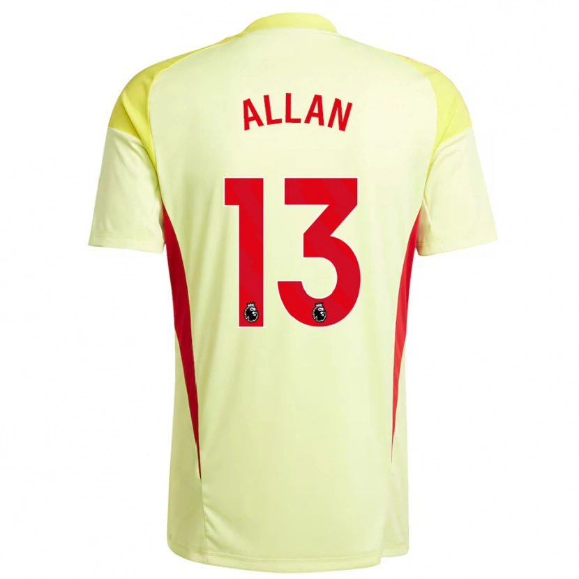 Danxen Women Jack Allan #13 Light Yellow Goalkeeper Jersey 2025/26 T-Shirt