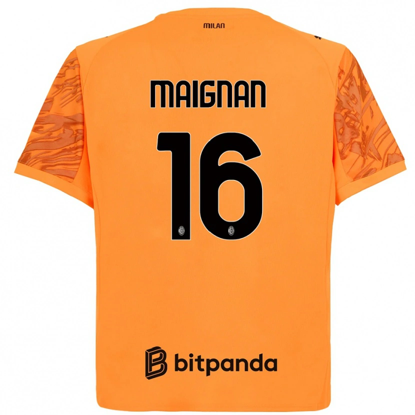 Danxen Women Mike Maignan #16 Orange Yellow Black Goalkeeper Jersey 2025/26 T-Shirt