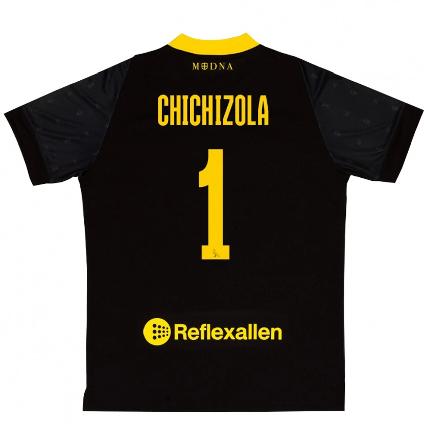 Danxen Women Leandro Chichizola #1 Black Yellow Goalkeeper Jersey 2025/26 T-Shirt