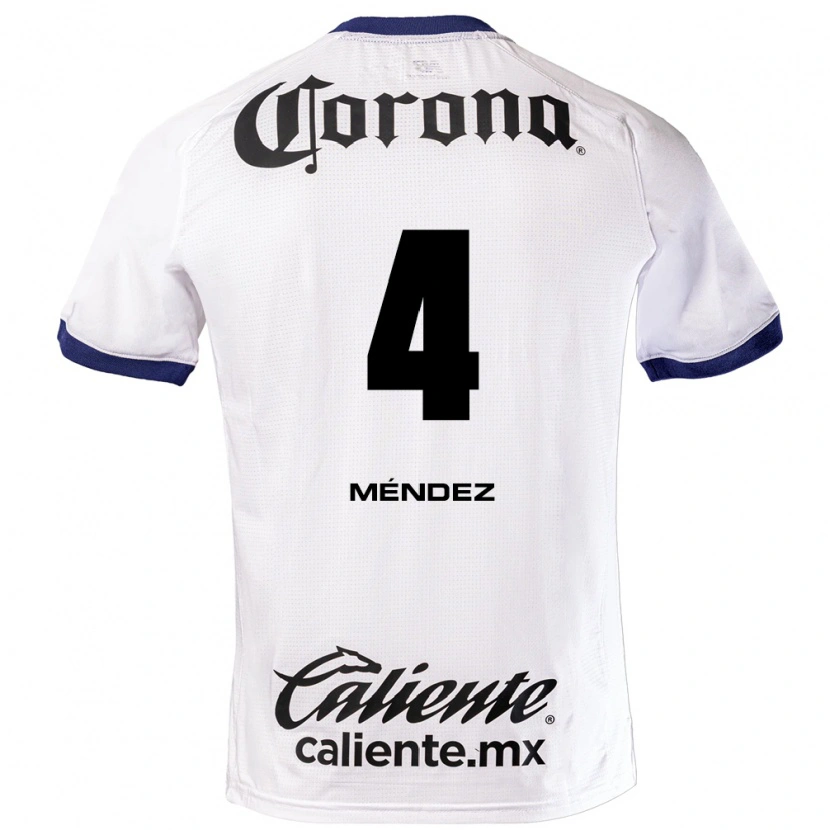 Danxen Women Bruno Méndez #4 White Blue Black Away Jersey 2026/27 T-Shirt