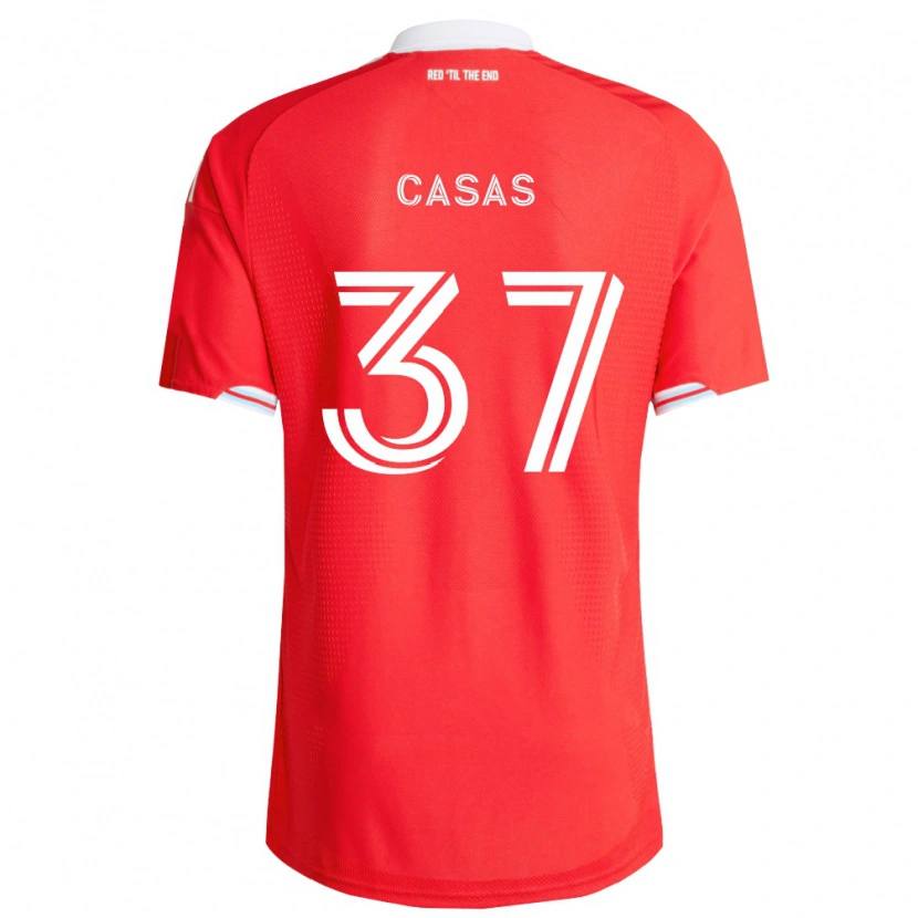 Danxen Kid Javier Casas #37 Red Deep Blue White Home Jersey 2026/27 T-Shirt