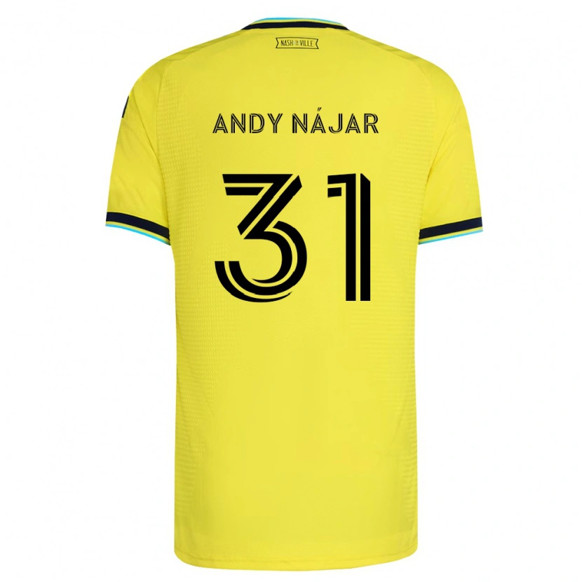 Danxen Kid Andy Nájar #31 Bright Yellow Navy Blue Home Jersey 2026/27 T-Shirt