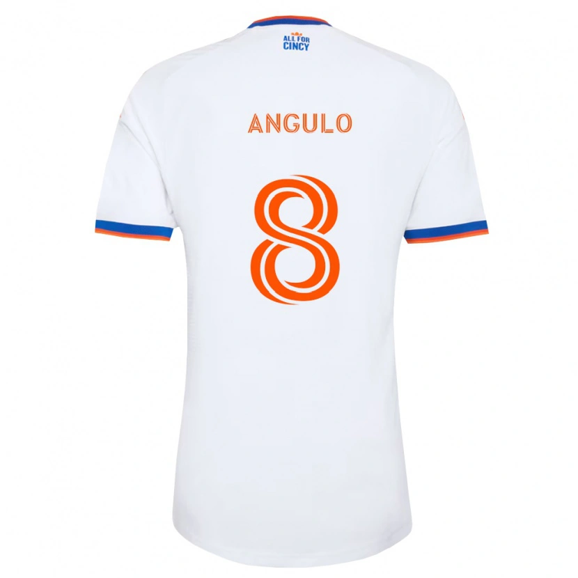 Danxen Kid Marco Angulo #8 White Navy Blue Orange Away Jersey 2026/27 T-Shirt