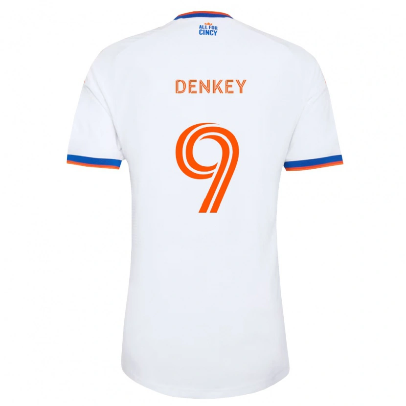 Danxen Kid Kévin Denkey #9 White Navy Blue Orange Away Jersey 2026/27 T-Shirt