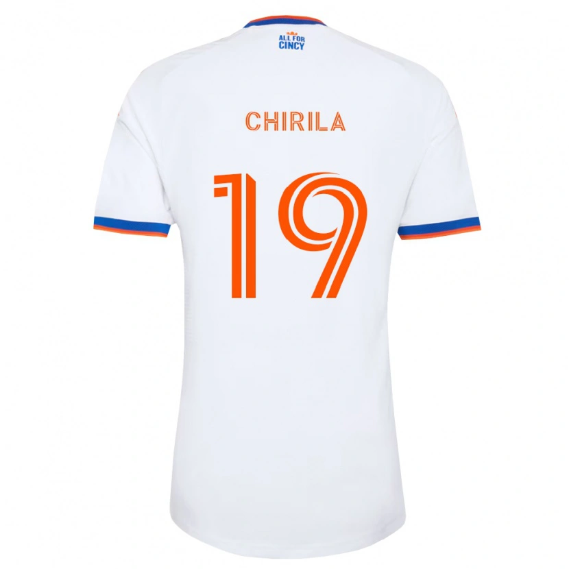 Danxen Kid Ștefan Chirilă #19 White Navy Blue Orange Away Jersey 2026/27 T-Shirt