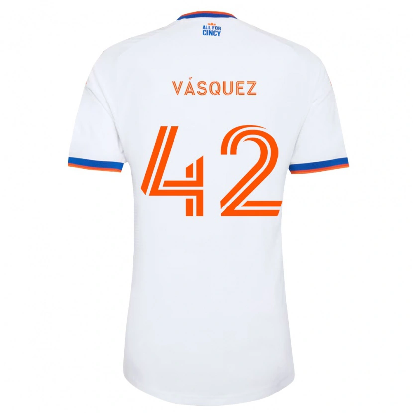 Danxen Kid Mathías Vásquez #42 White Navy Blue Orange Away Jersey 2026/27 T-Shirt