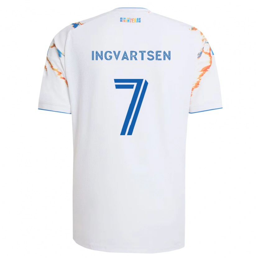 Danxen Kid Marcus Ingvartsen #7 White Orange Blue Away Jersey 2026/27 T-Shirt
