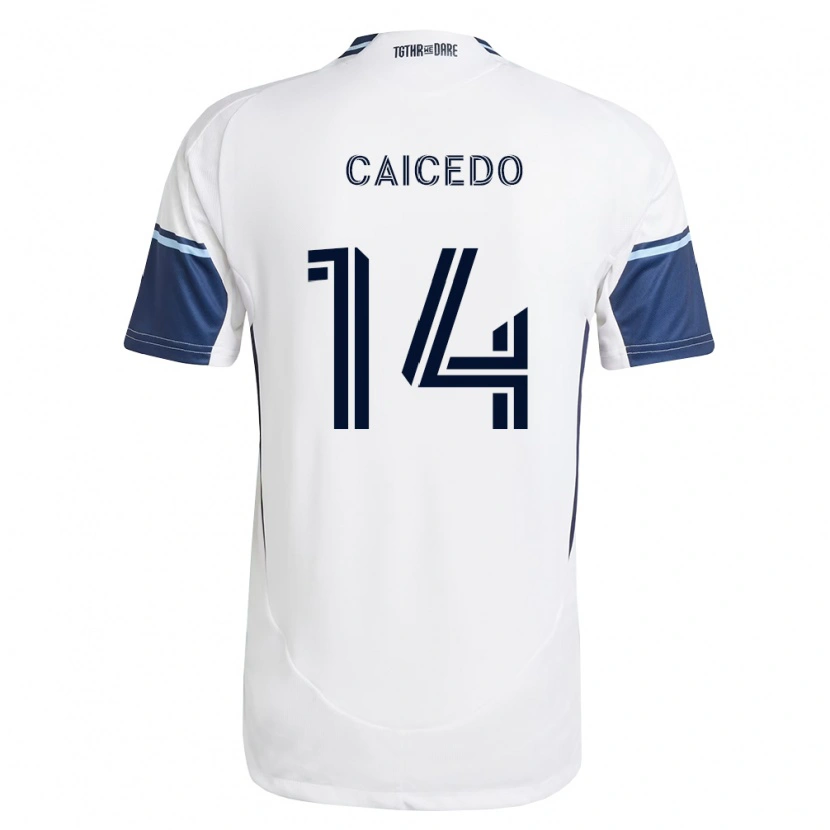 Danxen Men Bruno Caicedo #14 White Royal Blue Home Jersey 2026/27 T-Shirt