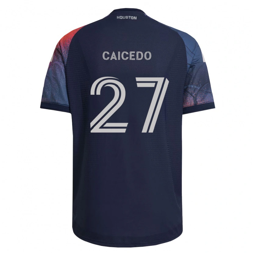 Danxen Men Luis Caicedo #27 Deep Blue White Orange Away Jersey 2026/27 T-Shirt