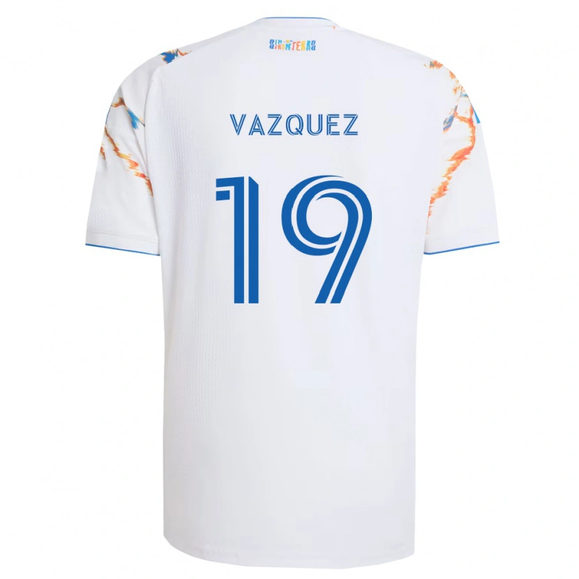 Danxen Men David Vazquez #19 White Orange Blue Away Jersey 2026/27 T-Shirt