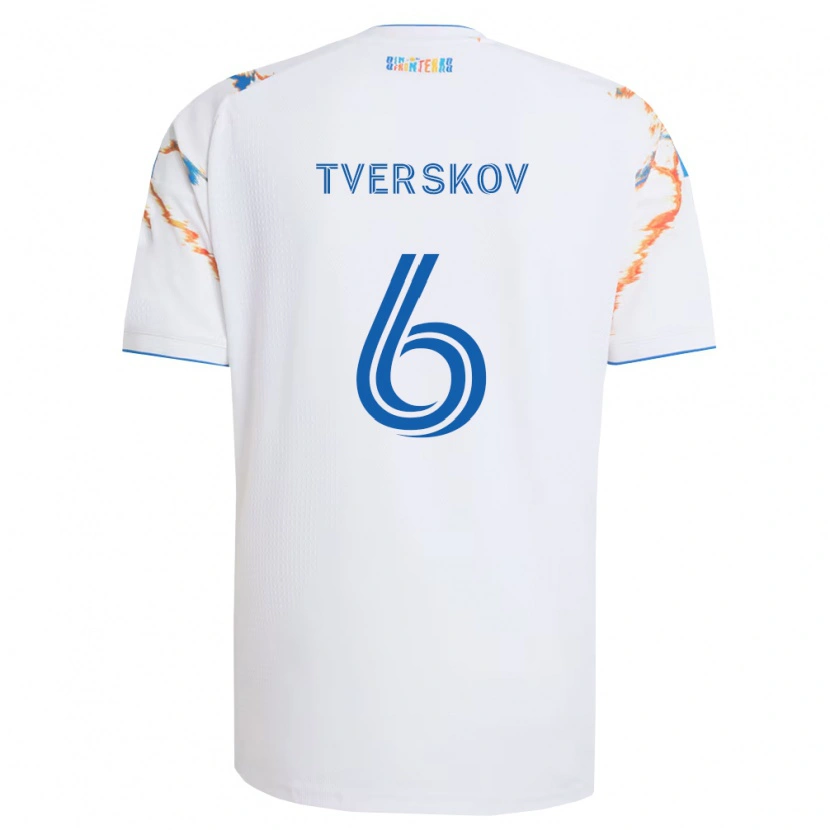Danxen Women Jeppe Tverskov #6 White Orange Blue Away Jersey 2026/27 T-Shirt
