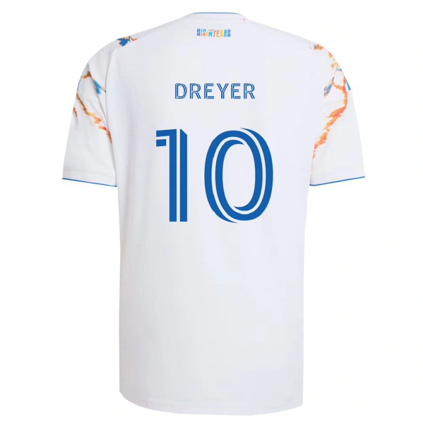 Danxen Women Anders Dreyer #10 White Orange Blue Away Jersey 2026/27 T-Shirt
