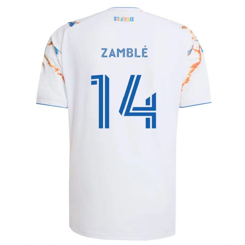 Danxen Women Bryan Zamblé #14 White Orange Blue Away Jersey 2026/27 T-Shirt