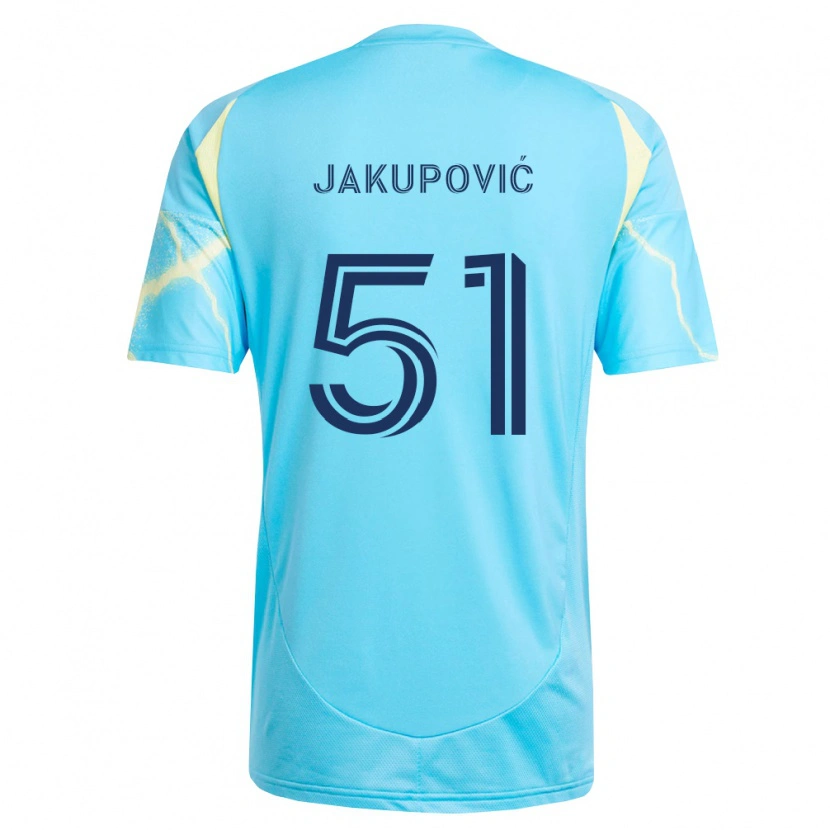 Danxen Women Malik Jakupović #51 Light Blue Black Light Yellow Away Jersey 2026/27 T-Shirt