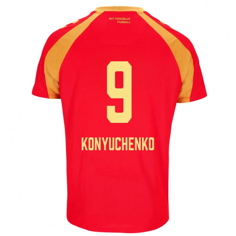 Danxen Women Yehor Konyuchenko #9 Red Orange Black Away Jersey 2026/27 T-Shirt