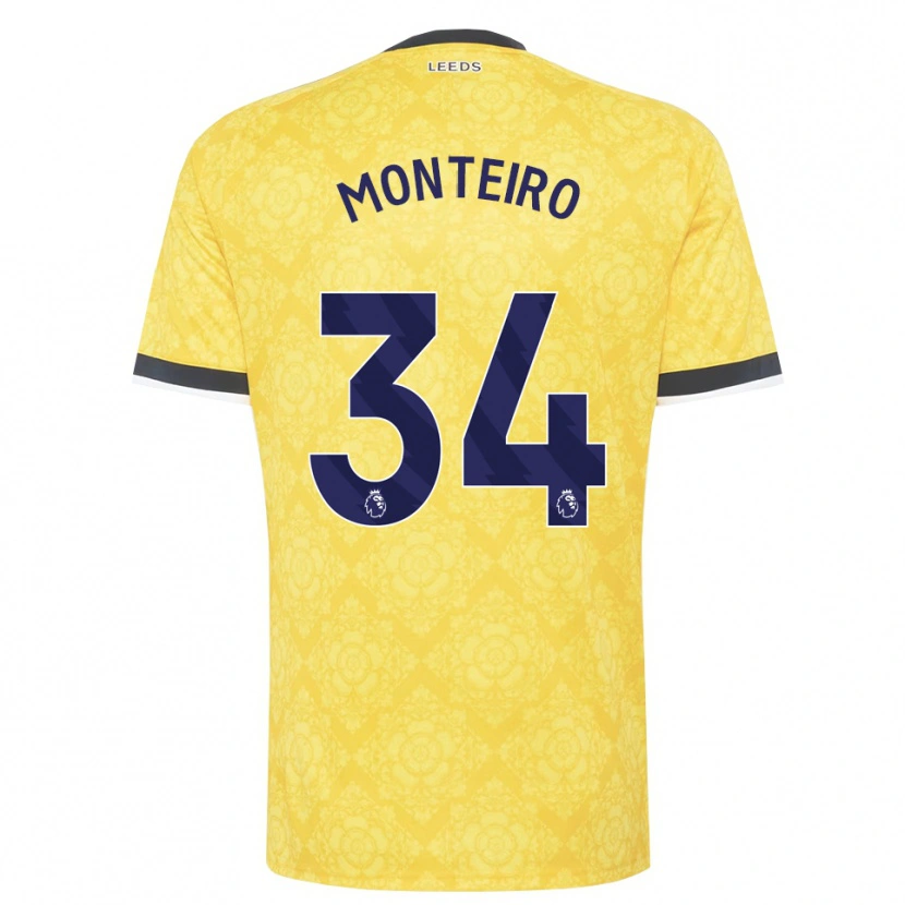 Danxen Men Diogo Monteiro #34 Yellow White Black Away Jersey 2026/27 T-Shirt