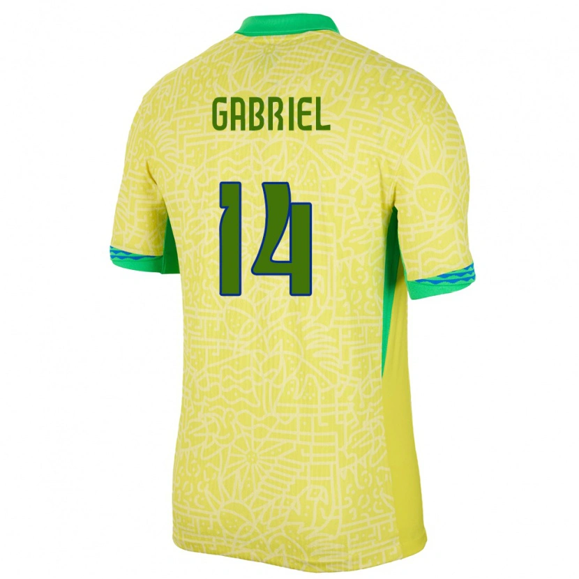Danxen Kid Brazil Gabriel Magalhães #14 Yellow Home Jersey 24-26 T-Shirt